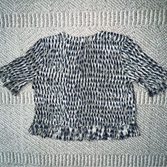 Madewell Sunpleat Lace-Up Top w/Painted Feathers - Sz S - Picture 12 of 16